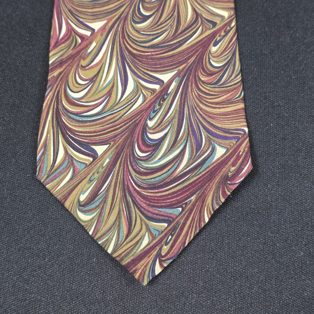 BELLINI Men's Multi-Color Silk Marbled Abstract Swirl Necktie